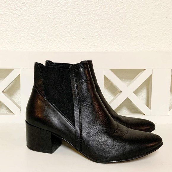 House of Harlow 1960 Warner Black Leather Ankle Booties Size 38 - Picture 2 of 10